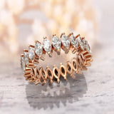 3ct Marquise Simulated Diamond Full Eternity Wedding Band 14k Rose Gold Plated