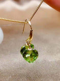 1ct Drop Earrings Heart Cut Green Peridot Solitaire 14k Yellow Gold Finish