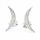 1.5ct Round Cut Diamond Celestial Moon Design Stud Earrings 14k WhiteGold Finish