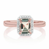 1.3ct Emerald Cut Peach Morganite Solitaire Engagement Ring 14k Rose Gold Finish