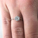 Floral Minimalist Engagement Ring 1.2ct Round Cut Diamond 14k White Gold Finish