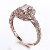 1.4ct Cushion Cut Peach Morganite Vintage Engagement Ring 14k Rose Gold Finish