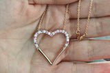 1.3ct Round Cut Pink Sapphire Open Heart Pendant 14k Rose Gold Finish NO CHAIN