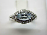 2.3ct Marquise Cut Blue Aquamarine Split Shank Halo Ring 14k White Gold Finish