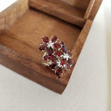 4ct Engagement Ring Pear Cut Red Garnet Floral Cocktail 14k White Gold Finish