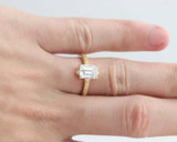 2ct Emerald Cut Diamond Engagement Ring Milgrain Filigree 14k Yellow Gold Finish