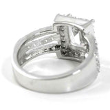 2.1ct Emerald Cut Diamond Engagement Ring Halo Split Shank 14k White Gold Finish