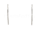 0.4ct Round Cut Moissanite Vertical Bar Minimalist Earring 14k White Gold Plated