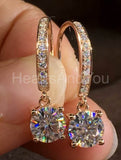 2ct Round Cut Moissanite Partywear Drop Earrings For Women 14k Rose Gold Plated