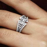 1Ct Round Cut Diamond Unique Corset Design Wedding Band Ring 14K White Gold Over