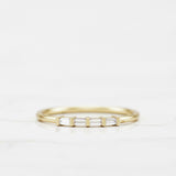 Dainty Minimalist Wedding Band 0.5ct Baguette Cut Diamond 14k Yellow Gold Finish