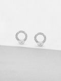 0.4ct Stud Earrings Round Cut Diamond Handcuff Design 14k White Gold Finish