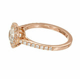 1.6ct Round Cut Diamond Solitaire with Accents Halo Ring 14k Rose Gold Finish