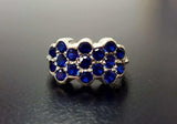 2.6ct Engagement Ring Round Cut Blue Sapphire Floral Cluster 14k White Gold Over