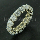 3ct Cushion Simulated Diamond Full Eternity Wedding Band 14k Yellow Gold Plated