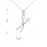 Cute Petite Scissor Tailor Craft Gift Sewing Chain Pendant 14k White Gold Finish