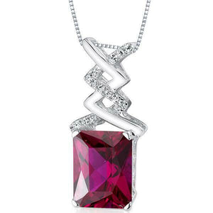 1.5Ct Radiant Cut Pink Ruby Stylish Pendant 14K White Gold Finish NO CHAIN