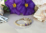 1.2ct Wedding Band Round Purple Amethyst Milgrain Stackable 14k Yellow Gold Over