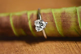 1Ct Heart Cut Diamond Classic Solitaire Engagement Ring 14K White Gold Finish