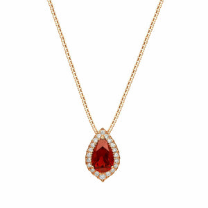 1ct Red Garnet Pendant Pear Cut Diamond Halo 14k Yellow Gold Finish NO CHAIN