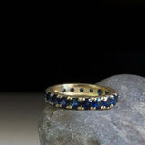 3ct Wedding Band Round Cut Sapphire Full Eternity Stackable 14k Yellow Gold Over