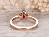 1.5ct Oval Pink Ruby Engagement Ring Round Accent Solitaire 14k Rose Gold Finish