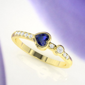 2ct Heart Cut Blue Sapphire Engagement Ring 14k Yellow Gold Finish Heart Shaped