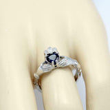 1ct Heart Cut Blue Sapphire Engagement Ring Claddagh Irish 14k White Gold Finish