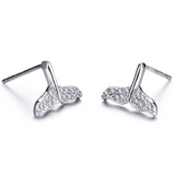 1.3ct Round Cut Diamond Mermaid Tail Wedding Stud Earrings 14k White Gold Finish