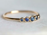 1ct Wedding Ring Band Round Cut Blue Sapphire Minimalist 14k Yellow Gold Finish