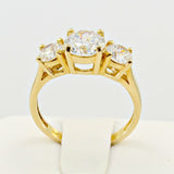 Three Stone Engagement Ring 2ct Round Cut VVS1D Diamond 14k Yellow Gold Finish