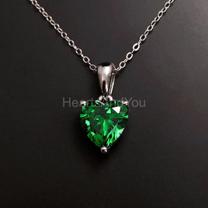 1ct Heart Simulated Emerald Solitaire Pendant 14k White Gold Plated NO CHAIN