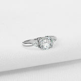 2ct Cushion Diamond Engagement Ring Trillion Accent Trilogy 14k White Gold Over