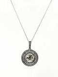 5Ct Round Cut Diamond Dual Halo Vintage Pendant with Chain 14K White Gold Finish