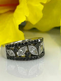 3ct Marquise Cut Black Diamond Half Eternity Wedding Ring 14k White Gold Finish