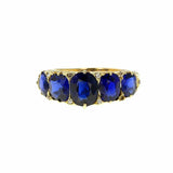 4Ct Cushion Blue Sapphire Vintage Art Deco Engagement Ring 14K Yellow Gold Over