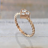 1ct Round Cut Moissanite Heart Shape Twisted Engagement Ring 14k RoseGold Plated