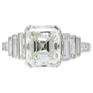 5Ct Asscher Cut Diamond Vintage Cocktail Engagement Ring 14K White Gold Finish