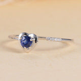 0.3ct Round Cut Blue Sapphire Engagement Ring 14k White Gold Finish Open Heart