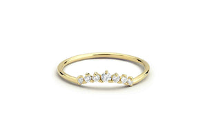 1ct Round Cut Diamond Curved Minimalist Engagement Ring 14k Yellow Gold Finish