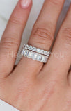 2ct Emerald Simulated Diamond Iced Full Eternity Wed Band 14k White Gold Plated