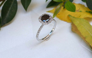 1ct Round Black Diamond Engagement Ring 14k White Gold Finish Solitaire Promise