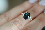 1.8ct Oval Cut London Blue Topaz Leaf Marquise Accent Ring 14k Rose Gold Finish