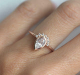 1.2ct Pear Cut VVS1D Diamond Engagement Ring 14k Rose Gold Finish Stackable