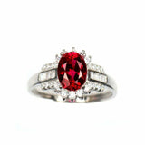 2.2ct Oval Cut Pink Ruby Engagement Ring Art Deco 14k White Gold Finish