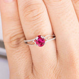 1.5ct Oval Cut Pink Ruby Engagement Ring Split Shank 14k White Gold Finish