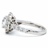 2.6ct Round Diamond Accents Halo Solitaire Engagement Ring 14k White Gold Finish