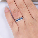 2.5ct Princess Cut Blue Sapphire Wedding Band Half Eternity 14k White Gold Over