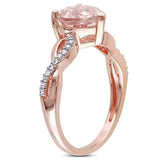 1.5Ct Heart Cut Peach Morganite Infinity Band Engagement Ring 14K Rose Gold Over