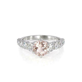 2ct Round Cut Peach Morganite Diamond Accents Solitaire Ring 14k White Gold Over